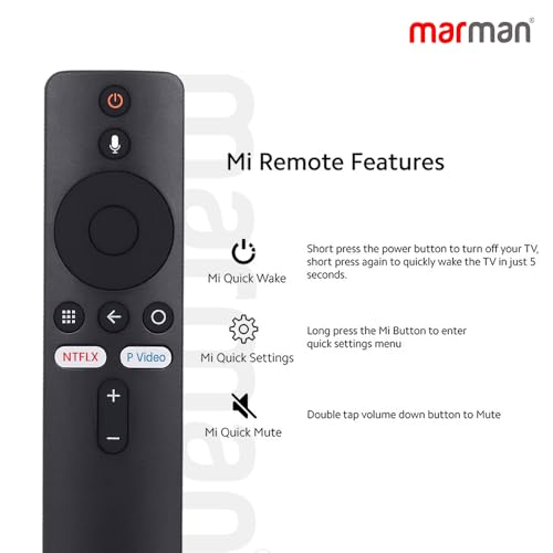 Image of marman Compatible with Bluetooth Remote Control for Mi Android Box, Mi Stick, 4K HDR, with Google Assistant, Voice Command, Netflix & Prime Video Streaming App Hotkeys - Pairing Must !