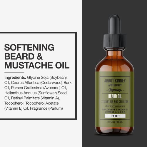 Abbot Kinney Apothecary Softening Beard Oil, Strengthens And Conditions Beards, Blend Of Natural Oils, 2 Oz (Tea Tree) #TOP1