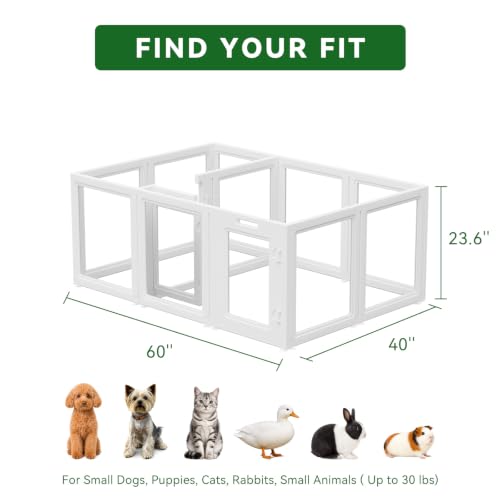 Image of EVERFRONT Clear Acrylic Dog Playpen - Transparent Dog Play Pen - Easy Assemble Acrylic Dog Enclosure - Puppy Playpen, Cat Playpen, Small Animal Playpen, Dog Fence Indoors (24 inch, 2 Gates + 10 Panels)
