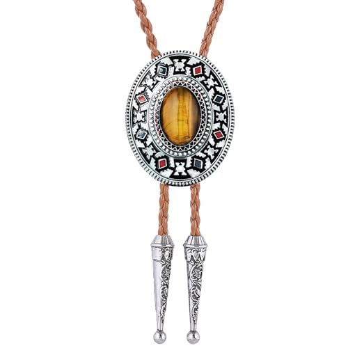 Image of Btilasif Bolo Tie Brown for Men, Scorpion Luminous Stone Cowboy Tie Western Leather Necktie Necklace for Women
