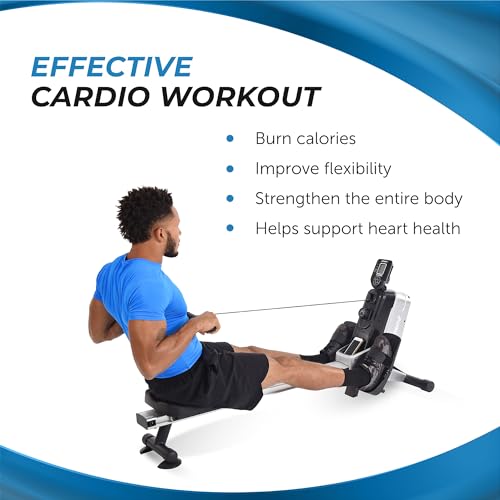 Image of Stamina Magnetic Rower - Rower Machine with Smart Workout App - Rowing Machine with Magnetic Resistance for Home Gym Fitness - Up to 250 lbs Weight Capacity