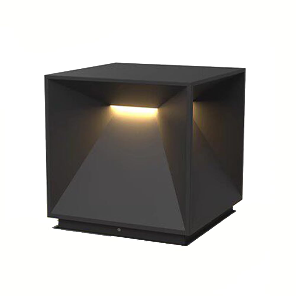 HCIPJQY Modern Industrial Style Pillar Light Minimalist Black Square Lamp Fence Post Lights Villa Garden Romantic Atmosphere Column Lamp Waterproof Outdoor Light Fixtures for Patio, Porch