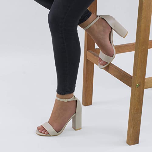 AJVANI Donna tacco alto blocco fibbia scarpe punta...