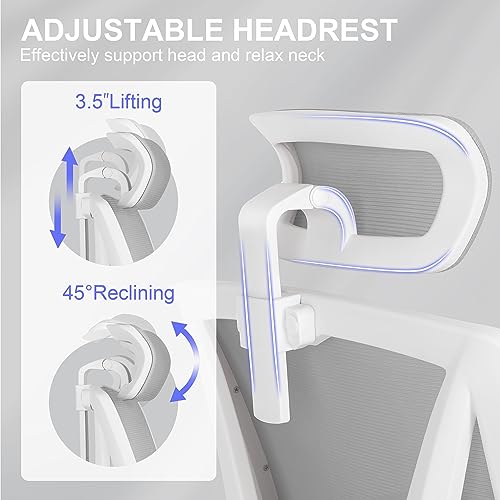 Image of Misolant Ergonomic Office Chair with Footrest, Ergonomic Desk Chair with Adjustable 2D Lumbar Support, High Back Computer Chairs with Adjustable Headrest, Gray Comfortable Executive Office Chair