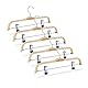 Relaxdays, Natur Hosenbügel Holz 5er Set, verstellbare & gummierte Clips, 360° drehbarer Haken, Kleiderbügel, 37cm breit