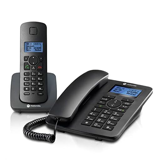 Motorola Voice C42 Corded Phone System + 1 Digital Cordless Handset w/Answering Machine, Call Block - Black (C4201)