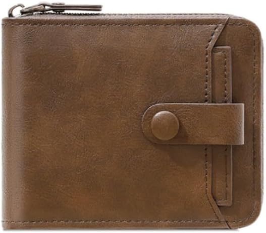 VIDI Men's Wallet Short PU Multi-card Slot Zipper Coin Purse