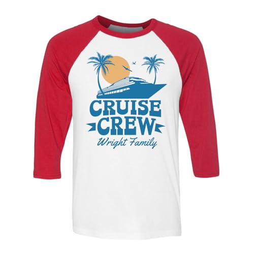 Cruise Crew Wright Family Three-Quarter Raglan Sleeve Baseball Shirt Unisex X-Small White/Red