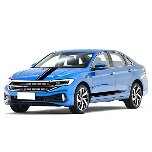 Sunjika Vinyl Car Side Mirror And Hood Decal Racing Stripes Sticker Accessories Set Long Stripe Graphics Body Sports Decals Universal Car Vechine Diy Modify Decoration 5Pcs (Black） #TOP6