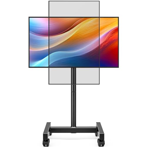 Hemudu Portable Mobile TV Stand on Wheels for 13-50 inch LCD/LED TVs Rolling TV Floor Stand for Bedroom with 8-Level Height Adjustable up to 20kg Max VESA 200x200mm