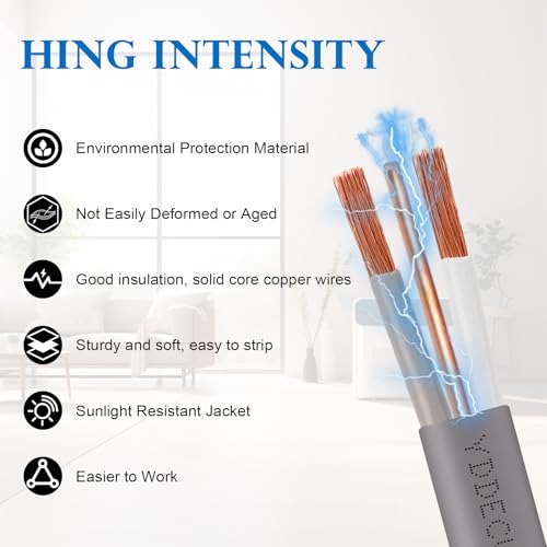 Image of 12 /2 UF-B Wire - 150FT 100% Pure Copper 12AWG 2 Connector Direct Burial Electrical Cable 12 Gauge for Underground Feeder Wet or Corrosive Locations Indoor & Outdoor etc