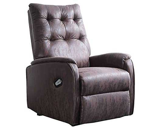 Fauteuil relax en tissu coloris chocolat vintage - Longueur 75 x profondeur 80 x Hauteur 111 cm -PEGANE-