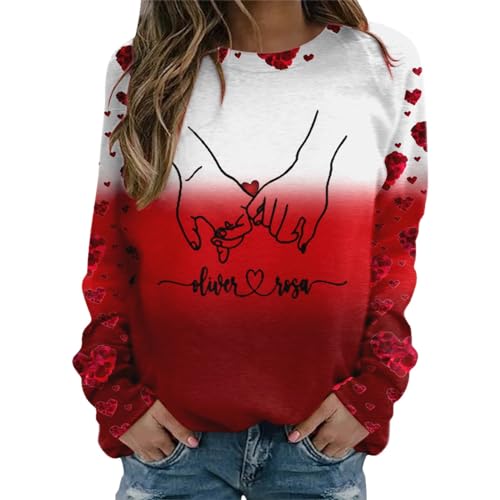 Sweatshirt col rond Saint-Valentin rouge taille S pour femme
