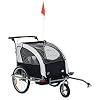 HOMCOM 360° draaibare kinderkar 2-in-1 jogger fietsaanhanger wit-zwart