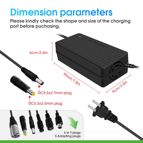 QKDIM 54.6V 3A/5A Fast Charger + Waterproof Bag for All Batteries with a Nominal Voltage of 48V (Fully Charged 54.6V),Including Car Truck Lawn Mower Boat Marine Batteries (5A 6-in-1 Plug) by QKDIM - Used condition - Image 2