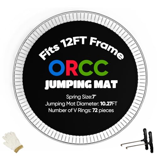 ORCC Trampoline Jumping Mat Fits 12FT Frames Trampoline with 72 V-Rings Fits 7 Springs Excellent Bounce Mat Diameter is 10.27FT