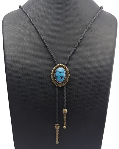 Image of GelConnie Native American Bolo Tie Rodeo Cowboy Leather Necktie Western Necklace Costume Accessories for Men,Women