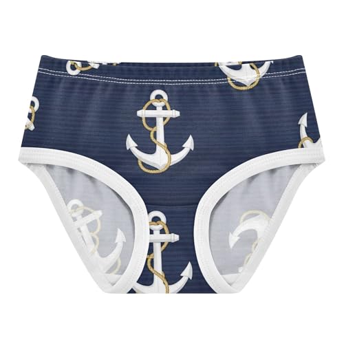 Cotton Toddler Girls Underwear White Anchors Gold Blue Cute Panties Girl Artistic Undies Kids Briefs 2t