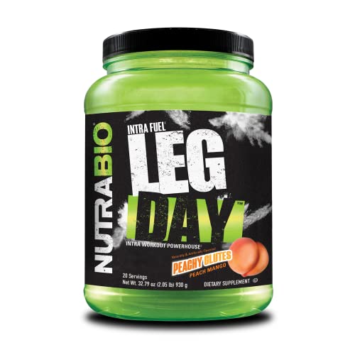 NutraBio Leg Day Intra Carb Supplement â Advanced Carbohydrate Complex â Amino Acid EAA/BCAA Formula â Electrolyte Blend for Recovery and Performance, Peach Mango, 20 Servings
