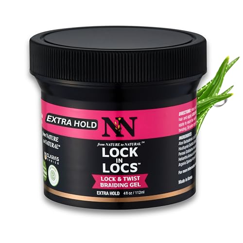from NATURE to NATURAL Lock in Locs Lock & Twist Braiding Gel, 4 fl oz – Extra Hold Loc, Braid & Twist Gel for Locs, Dreads, Box Braids, Retwist – Extreme Hold & No Flaking