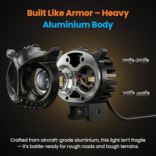 ELTRON TURBO 1 Years Warranty Owl Shape Imported Fog Led Light 12V-24V 110W Dc, Heavy Aluminium Material Yellow And White Beam Off-Roading For All Motorcycle, Scooty, Car (Pack Of 2 With Switch)