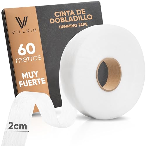 Villkin cinta de dobladillo de 60 m de longitud y 20mm de ancho - Cinta de planchar para textiles como pantalones cortinas