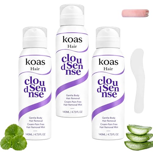 Koas Hair Removal Mousse For Women & Men Cloud Sennse Smooth Hair Removal Spray Gentle Body Skin-Softening Hair Remover Cream For Legs Arms & Underarms Silky Soft Skin Finish (3 Pcs Aloe Vera)