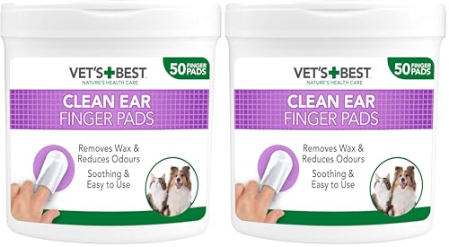 Vet's Best Almohadillas de Limpieza de oído Natural para Perros 50 Unidades 160 g (Paquete de 2)