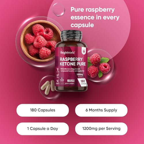 Pure Raspberry Ketones Capsules 1200mg - 180 Capsules - 6 Months Supply - 1 per Day - Rich in Phenolic Compounds - Vegan & Non-GMO Raspberry Ketone Supplements for Men & Women - Made in The UK - Image 3