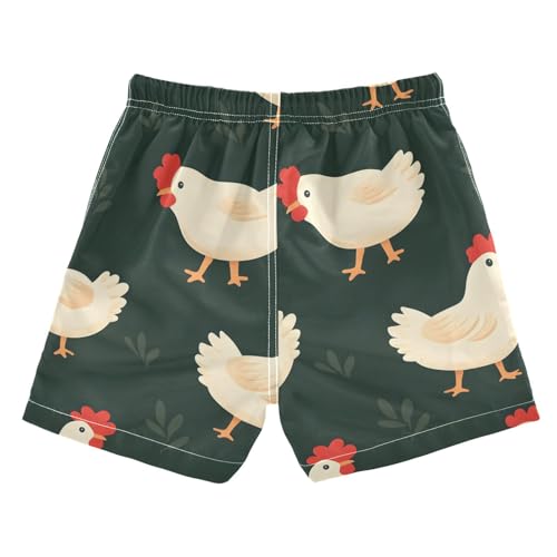 OREZI Boys Swim Trunk Shorts Farm Chicken Seamless Bathing Suit2