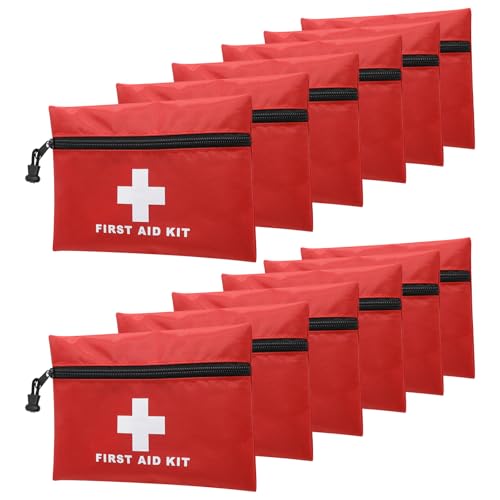 Image of Faylapa 12Pcs Mini Empty First Aid Bag, 7.87x5.51 inches Travel Essentials Medical Pouch Bag for Travel, Home, Office, Vehicle, Camping, Outdoor (Bag Only)
