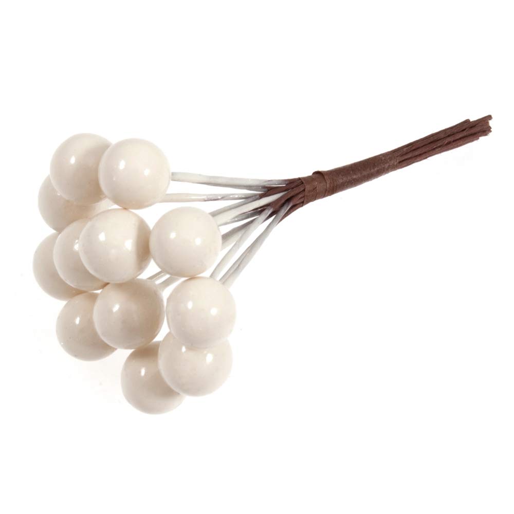 FloristryWarehouse Berries 9mm White on Wire Artificial x 144