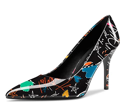 Aachcol Women Pumps Stiletto High Heel Pointed Toe Slip-on Dress Shoes Office 3.5 Inch