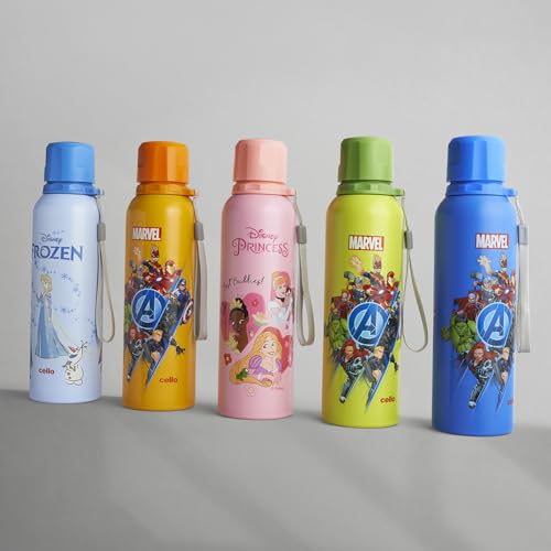 Image of CELLO Kidzbee Yippee Stainless Steel Kids Water Bottle for School & Daily Use 900 ml, Light Blue | 3D Touch & Feel Fun Designs Single Wall Fridge Safe Rustproof & Leakproof School Kids Water Bottle