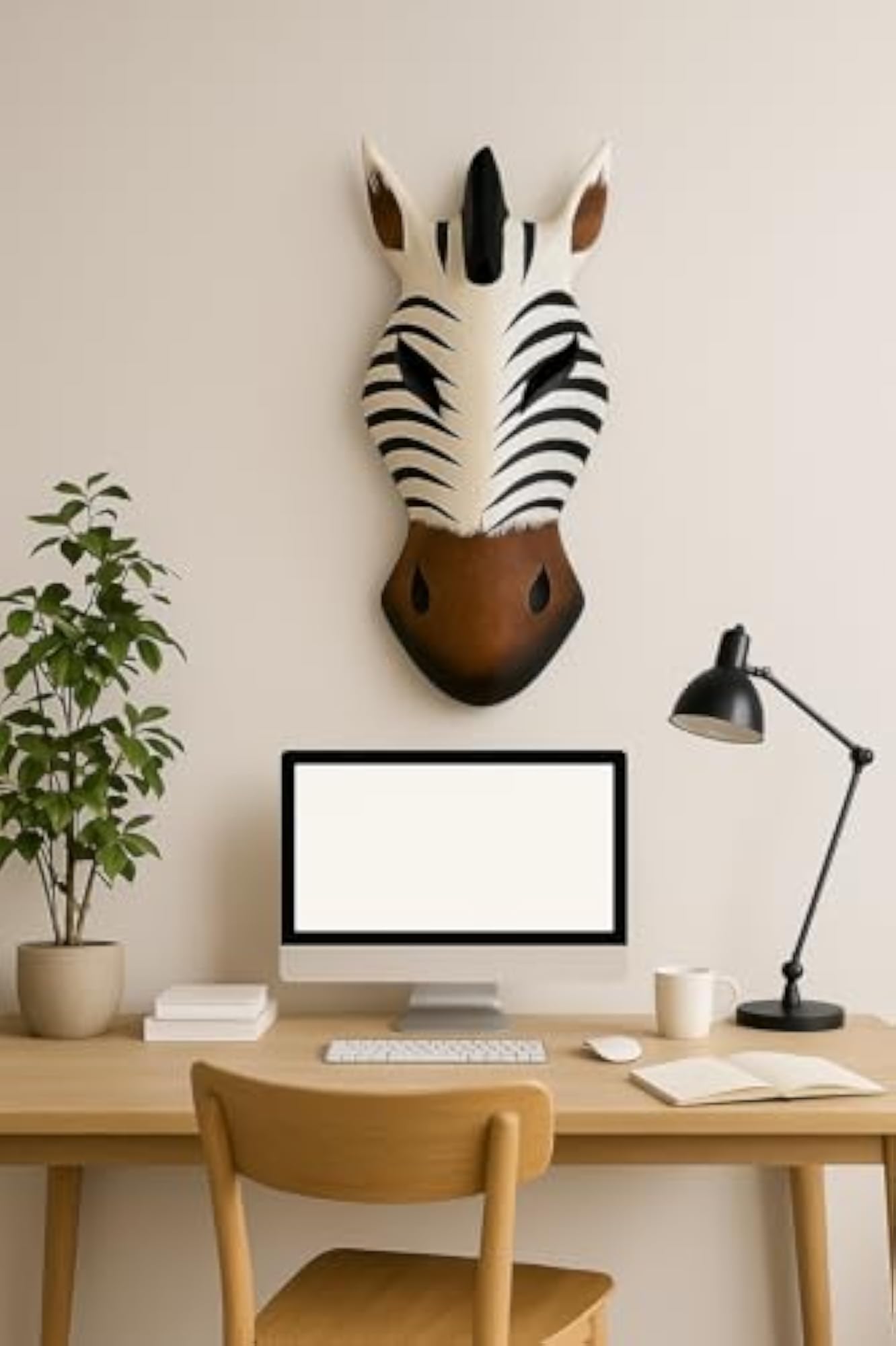 African Mask Wall Hanging Zebra Brown Nose Giraffe