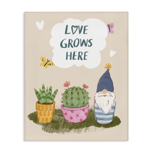 Stupell Industries Love Grows Here Succulents, 24 x 30 Inch Canvas Wall Art