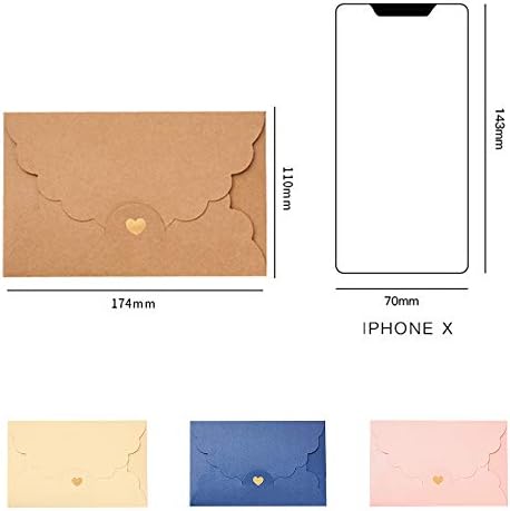 ASFINS Pink Envelope, 30pcs Handmade Mini Gift Card Envelopes Holders Cute Post Card Heart Clasp for Christmas Gift Cute Envelope for DIY Wedding Birthday Party, 17.4 x 11cm (M)