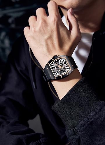 Image of ALIX AL2929 Skeleton Dial Men's Stainless Steel Case Automatic Mechanical Wristwatches 30M Waterproof Watches