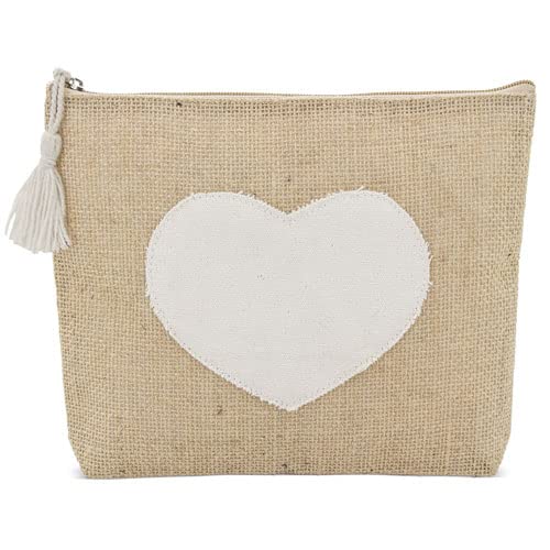 DISOK   Lote 5 a 50 Neceseres Yute Corazón y Pompón. Detalles y regalos ecológicos para bodas, bautizos y comuniones. (10)