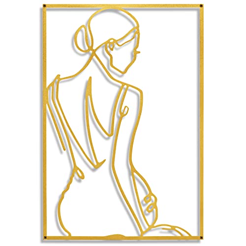 Rebala Metal Wall Art Decor,17.7”X11.8 ”X0.12”,Iron Artwork Minimalist Gold Wall Art Decor,3D Metal Modern Abstract Accents Decor,Gold Single Line Wall Sculptures For Bedroom, Living Room,Bathroom,Stairs,Office Etc.(3Pcs) #TOP3