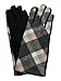 Womens Pink Gray & Mint Plaid Stretch Fit Texting & Tech Touchscreen Gloves