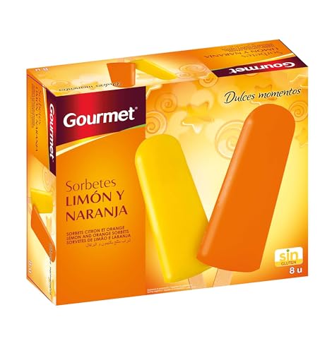 Gourmet Polos, Sorbetes Sabor Limón Y Naranja, 8 x 70g (Congelado)