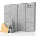 18 Pack Soundproof Wall Panels Self-Adhesive, Square Sound Proof Foam Panels for Wall, High Density Acoustic Panels, Acoustic Panels for Home Office, Recording Studio 12" X 12" X 0.4" Gray