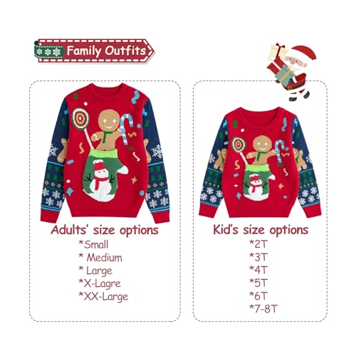 Image of Simplee kids Family Matching Christmas Sweaters, Ugly Pullover, 2T-2XL