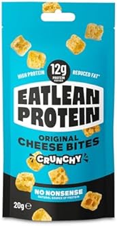 Eatlean – Cheese Bites, Original Flavour Cheese Snacks with 12g of Protein, Vegetarian, Gluten-Free, and Keto Snacks, 83 Calories, 4g of Fat, 20g Bags, 5-Pack