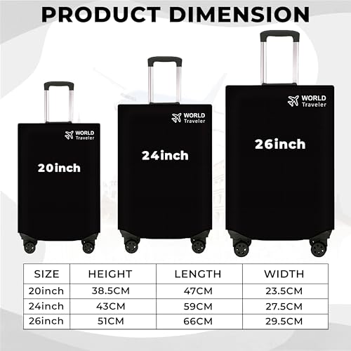 Image of Kraptick Non-Woven Luggage Cover - Waterproof, Dustproof, and Stretchable Luggage Protector Cover, Durable Non-Woven Luggage Case for Trolley (Black- 20 Inch, 24 Inch, 28 Inch) Combo of 3