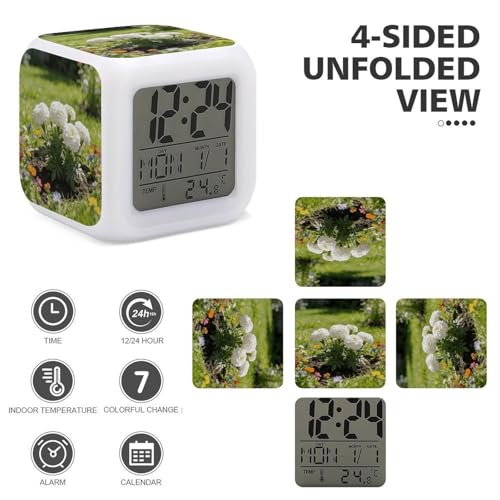 Reloj despertador digital para personas que duermen mucho con luz de noche ajustable 4