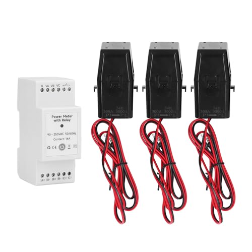 Contatore di Energia Intelligente WiFi, Contatore di Energia Intelligente Domestico 3 Fasi 4 Fili con relè Integrato 3 Trasformatore di Corrente a Pinza 300A KWh Misura di