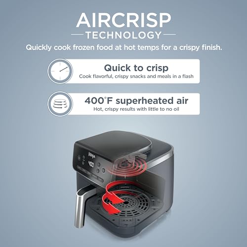 Image of Ninja Air Fryer Pro 5-in-1 | 5 QT Capacity, Air Fry, Bake, Roast, Reheat, and Dehydrate, Air Crisp Technology | Nonstick Basket & Crisper Plate | Cyberspace | AF142BL