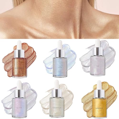 Olio per il corpo scintillante - Olio per il corpo scintillante glitter lucido da 30 ml | Illuminazione per il corpo, olio per il trucco del corpo in 6 coloni